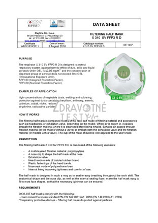 Respirátor FFP3 s výdychovým ventilom certifikát