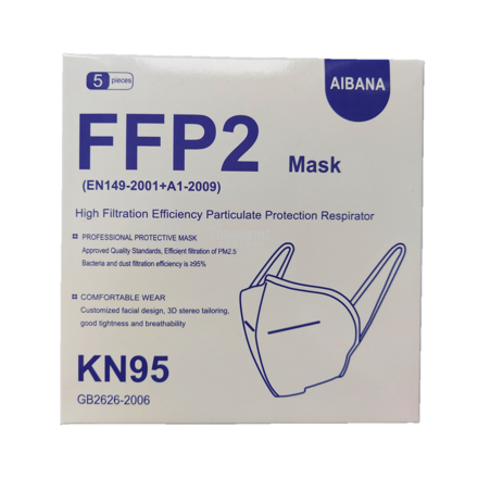 Respirátor FFP2 AIBANA - balenie 5ks krabička spredu 