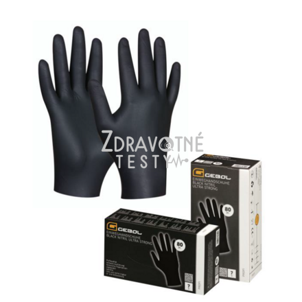 Čierne nitrilové rukavice extra pevné GEBOL veľkosť XL balenie 80ks