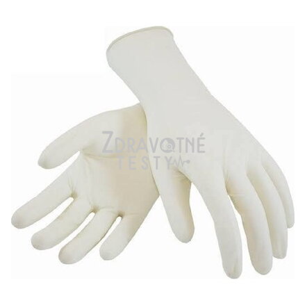 Latexové rukavice Ambulex jemný púder veľkosť M na ruke