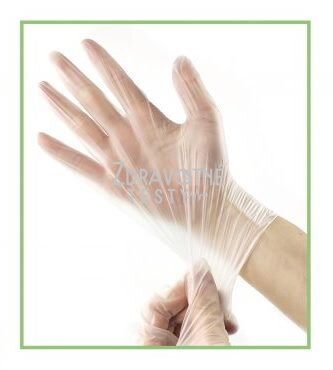 Vinylové jednorazové rukavice zobrazenie na ruke